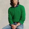 Suéteres de punto trenzado de algodón Ralph Lauren para hombre, color verde Suéteres de punto trenzado de algodón Ralph Lauren para hombre, color verde