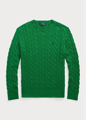Suéteres de punto trenzado de algodón Ralph Lauren para hombre, color verde Suéteres de punto trenzado de algodón Ralph Lauren para hombre, color verde