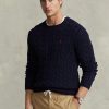 Suéteres de punto trenzado de algodón Ralph Lauren para hombre en azul marino Suéteres de punto trenzado de algodón Ralph Lauren para hombre en azul marino