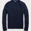 Suéteres de punto trenzado de algodón Ralph Lauren para hombre en azul marino Suéteres de punto trenzado de algodón Ralph Lauren para hombre en azul marino