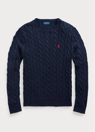 Suéteres de punto trenzado de algodón Ralph Lauren para hombre en azul marino Suéteres de punto trenzado de algodón Ralph Lauren para hombre en azul marino