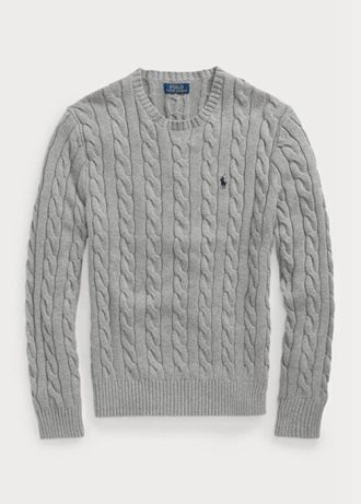 Suéteres de punto trenzado de algodón Ralph Lauren para hombre en gris Suéteres de punto trenzado de algodón Ralph Lauren para hombre en gris