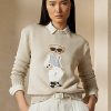 Suéteres de seda con diseño de oso de cable de Ralph Lauren para mujer en beige Suéteres de seda con diseño de oso de cable de Ralph Lauren para mujer en beige