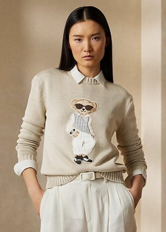 Suéteres de seda con diseño de oso de cable de Ralph Lauren para mujer en beige Suéteres de seda con diseño de oso de cable de Ralph Lauren para mujer en beige