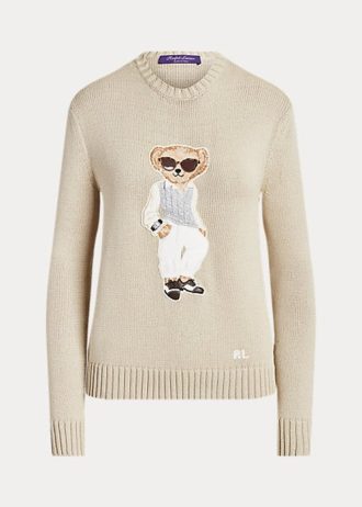 Suéteres de seda con diseño de oso de cable de Ralph Lauren para mujer en beige Suéteres de seda con diseño de oso de cable de Ralph Lauren para mujer en beige