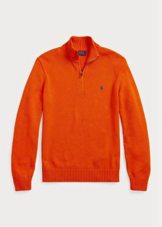 Suéteres Ralph Lauren de algodón con cremallera de un cuarto para hombre en color naranja Suéteres Ralph Lauren de algodón con cremallera de un cuarto para hombre en color naranja