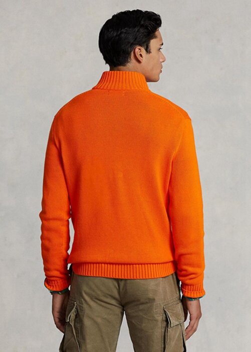 Suéteres Ralph Lauren de algodón con cremallera de un cuarto para hombre en color naranja Suéteres Ralph Lauren de algodón con cremallera de un cuarto para hombre en color naranja