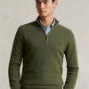 Suéteres Ralph Lauren de algodón con punto de malla y cremallera de un cuarto para hombre en color oliva Suéteres Ralph Lauren de algodón con punto de malla y cremallera de un cuarto para hombre en color oliva