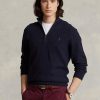 Suéteres Ralph Lauren de algodón con punto de malla y cremallera de un cuarto para hombre en la Marina