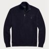 Suéteres Ralph Lauren de algodón con punto de malla y cremallera de un cuarto para hombre en la Marina