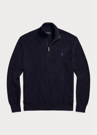Suéteres Ralph Lauren de algodón con punto de malla y cremallera de un cuarto para hombre en la Marina Suéteres Ralph Lauren de algodón con punto de malla y cremallera de un cuarto para hombre en la Marina