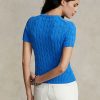 Suéteres Ralph Lauren de algodón de manga corta en azul para mujer Suéteres Ralph Lauren de algodón de manga corta en azul para mujer