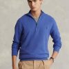 Suéteres Ralph Lauren de algodón de punto de malla con cremallera de un cuarto para hombre en azul Suéteres Ralph Lauren de algodón de punto de malla con cremallera de un cuarto para hombre en azul