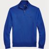 Suéteres Ralph Lauren de algodón de punto de malla con cremallera de un cuarto para hombre en azul Suéteres Ralph Lauren de algodón de punto de malla con cremallera de un cuarto para hombre en azul