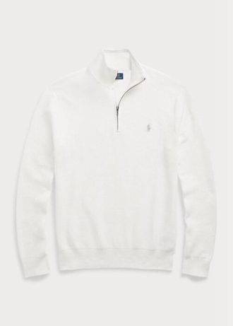 Suéteres Ralph Lauren de algodón de punto de malla con cremallera de un cuarto para hombre en blanco Suéteres Ralph Lauren de algodón de punto de malla con cremallera de un cuarto para hombre en blanco