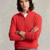 Suéteres Ralph Lauren de algodón de punto de malla con cremallera de un cuarto para hombre en color rojo Suéteres Ralph Lauren de algodón de punto de malla con cremallera de un cuarto para hombre en color rojo