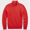 Suéteres Ralph Lauren de algodón de punto de malla con cremallera de un cuarto para hombre en color rojo Suéteres Ralph Lauren de algodón de punto de malla con cremallera de un cuarto para hombre en color rojo