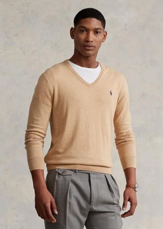 Suéteres Ralph Lauren de algodón texturizado de corte entallado para hombre, color marrón Suéteres Ralph Lauren de algodón texturizado de corte entallado para hombre, color marrón