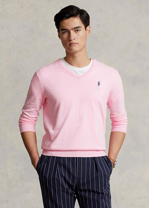 Suéteres Ralph Lauren de algodón texturizado de corte entallado para hombre en color rosa Suéteres Ralph Lauren de algodón texturizado de corte entallado para hombre en color rosa