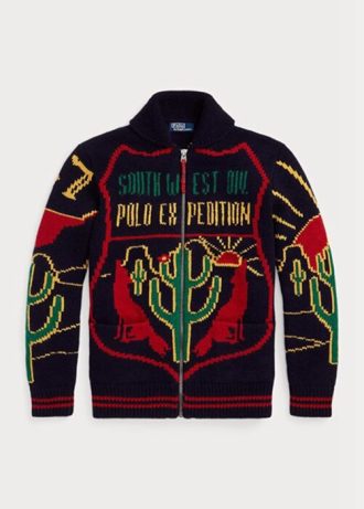 Suéteres Ralph Lauren de lana con cremallera completa y gráficos multicolores para hombre Suéteres Ralph Lauren de lana con cremallera completa y gráficos multicolores para hombre