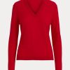 Suéteres Ralph Lauren de lana de manga larga y cuello en V para mujer en color rojo Suéteres Ralph Lauren de lana de manga larga y cuello en V para mujer en color rojo