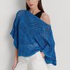 Suéteres Ralph Lauren de malla de algodón extragrande para mujer en azul Suéteres Ralph Lauren de malla de algodón extragrande para mujer en azul