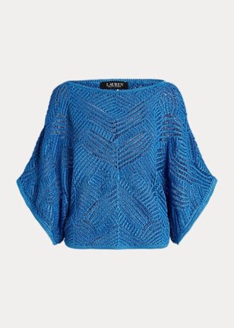 Suéteres Ralph Lauren de malla de algodón extragrande para mujer en azul Suéteres Ralph Lauren de malla de algodón extragrande para mujer en azul