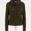Suéteres Ralph Lauren de malla de seda y lino con cuello alzado para mujer en color oliva Suéteres Ralph Lauren de malla de seda y lino con cuello alzado para mujer en color oliva