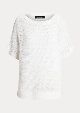 Suéteres Ralph Lauren de manga corta de algodón blanco para mujer Suéteres Ralph Lauren de manga corta de algodón blanco para mujer