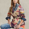 Suéteres Ralph Lauren de mezcla de lino con chal y motivo geométrico multicolor para mujer Suéteres Ralph Lauren de mezcla de lino con chal y motivo geométrico multicolor para mujer