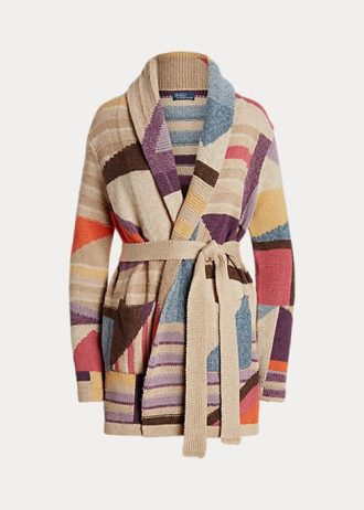 Suéteres Ralph Lauren de mezcla de lino con chal y motivo geométrico multicolor para mujer Suéteres Ralph Lauren de mezcla de lino con chal y motivo geométrico multicolor para mujer