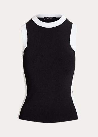 Suéteres sin mangas bicolor Ralph Lauren para mujer, en blanco y negro Suéteres sin mangas bicolor Ralph Lauren para mujer, en blanco y negro