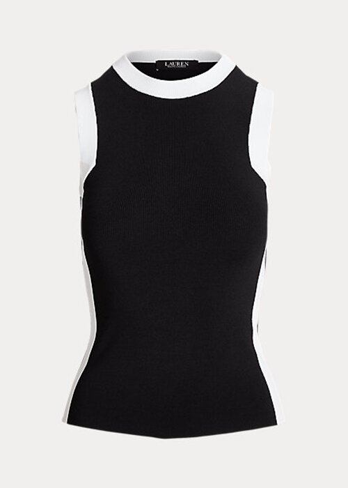 Suéteres sin mangas bicolor Ralph Lauren para mujer, en blanco y negro Suéteres sin mangas bicolor Ralph Lauren para mujer, en blanco y negro