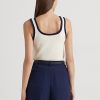 Suéteres sin mangas Ralph Lauren de mezcla de algodón bicolor para mujer, color crema/azul marino Suéteres sin mangas Ralph Lauren de mezcla de algodón bicolor para mujer, color crema/azul marino