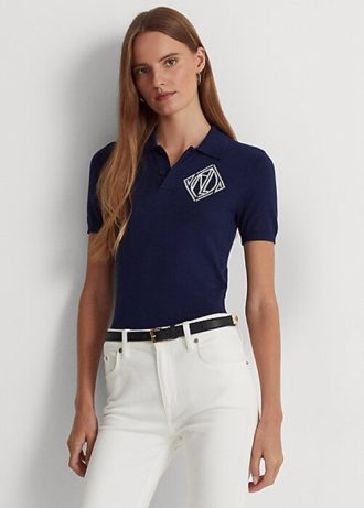 Suéteres tipo cárdigan de algodón bicolor Ralph Lauren para mujer, color crema/azul marino Suéteres tipo cárdigan de algodón bicolor Ralph Lauren para mujer, color crema/azul marino