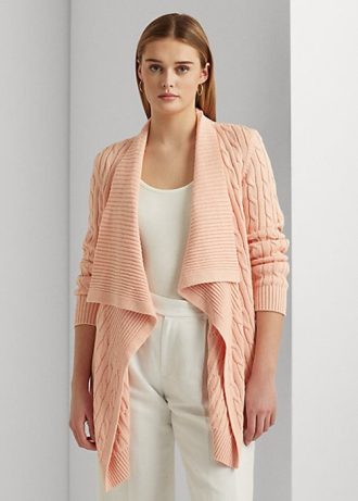 Suéteres tipo cárdigan de punto trenzado de lino y algodón Ralph Lauren para mujer en color rosa Suéteres tipo cárdigan de punto trenzado de lino y algodón Ralph Lauren para mujer en color rosa