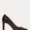 Tacones de piel con relieve Camila de Ralph Lauren para mujer en color chocolate Tacones de piel con relieve Camila de Ralph Lauren para mujer en color chocolate