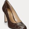 Tacones de piel con relieve Camila de Ralph Lauren para mujer en color chocolate Tacones de piel con relieve Camila de Ralph Lauren para mujer en color chocolate