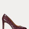 Tacones de piel con relieve Ralph Lauren Camila para mujer en color rojo oscuro Tacones de piel con relieve Ralph Lauren Camila para mujer en color rojo oscuro