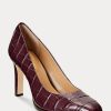 Tacones de piel con relieve Ralph Lauren Camila para mujer en color rojo oscuro Tacones de piel con relieve Ralph Lauren Camila para mujer en color rojo oscuro