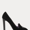 Tacones de terciopelo bordados Marion de Ralph Lauren para mujer en negro Tacones de terciopelo bordados Marion de Ralph Lauren para mujer en negro