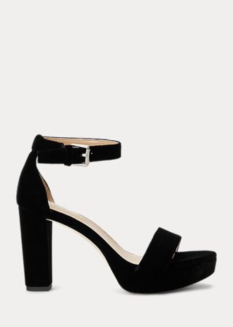 Tacones de terciopelo negros Ralph Lauren Sylvia para mujer