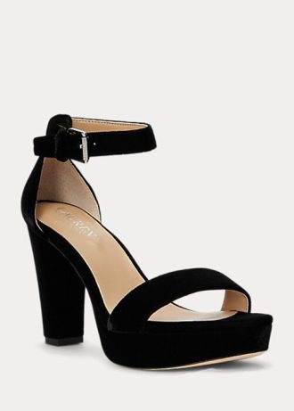 Tacones de terciopelo negros Ralph Lauren Sylvia para mujer