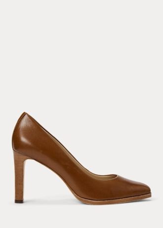 Tacones Ralph Lauren Camila de piel bruñida color marrón para mujer