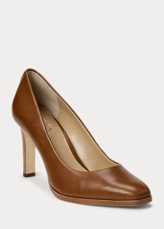 Tacones Ralph Lauren Camila de piel bruñida color marrón para mujer