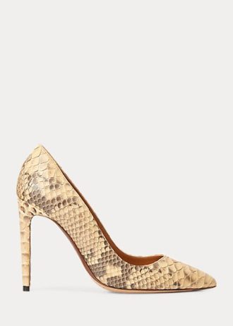 Tacones Ralph Lauren Celia Python para mujer en amarillo claro