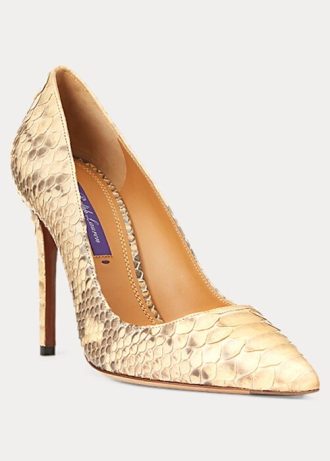 Tacones Ralph Lauren Celia Python para mujer en amarillo claro