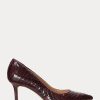 Tacones Ralph Lauren Lanette de piel de serpiente sintética para mujer en color chocolate Tacones Ralph Lauren Lanette de piel de serpiente sintética para mujer en color chocolate