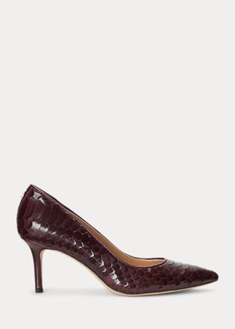 Tacones Ralph Lauren Lanette de piel de serpiente sintética para mujer en color chocolate