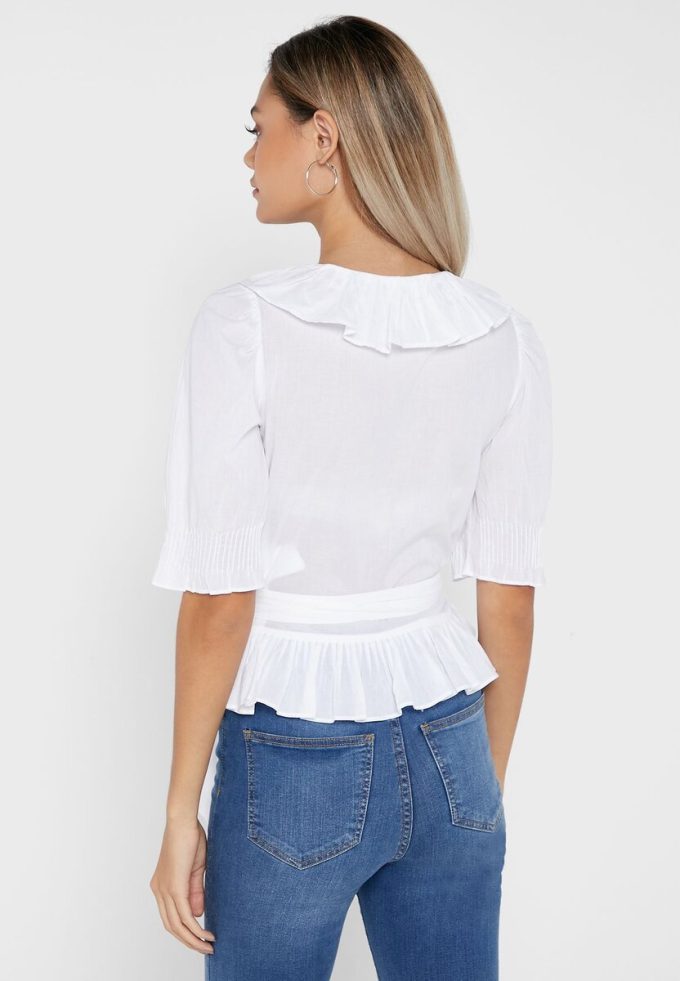 Tops blancos con detalle de volantes de Ralph Lauren para mujer Tops blancos con detalle de volantes de Ralph Lauren para mujer